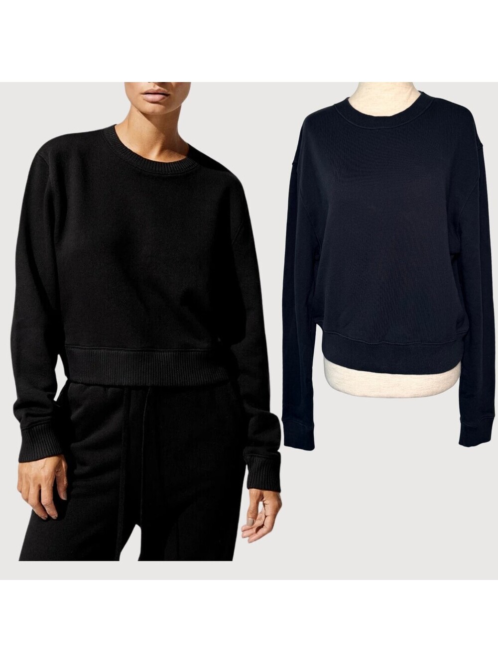 Carbon38 Black French Terry Crewneck Sweatshirt Size S